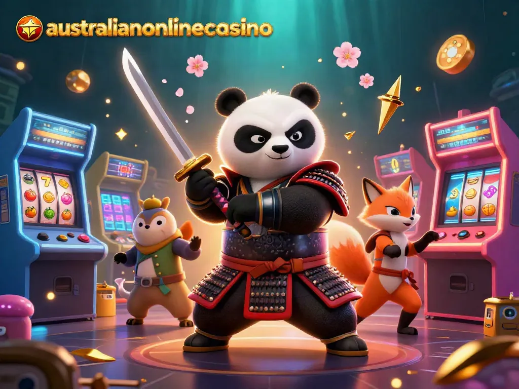 Experience vibrant gaming at australianonlinecasino with a samurai panda, ninja fox, and magical tanuki.