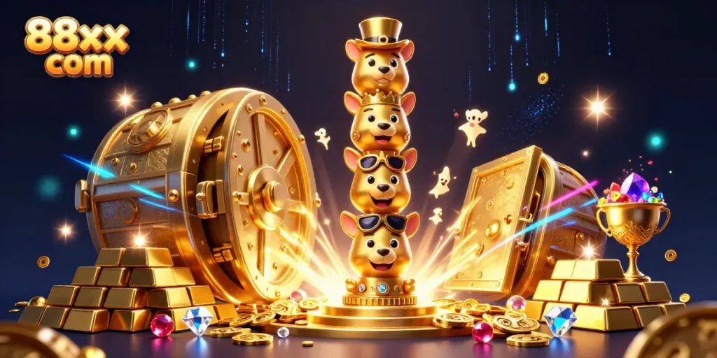 Engage with vibrant 88xx com 3D casino excitement, featuring dynamic characters and treasure galore.