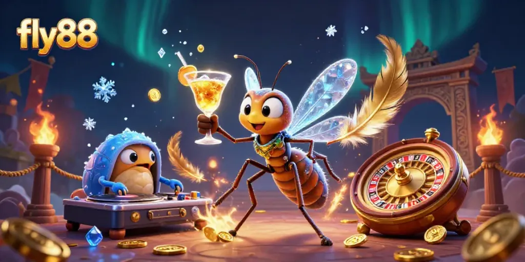 Experience the fly88 gaming excitement with vibrant characters and casino elements in a dynamic scene.