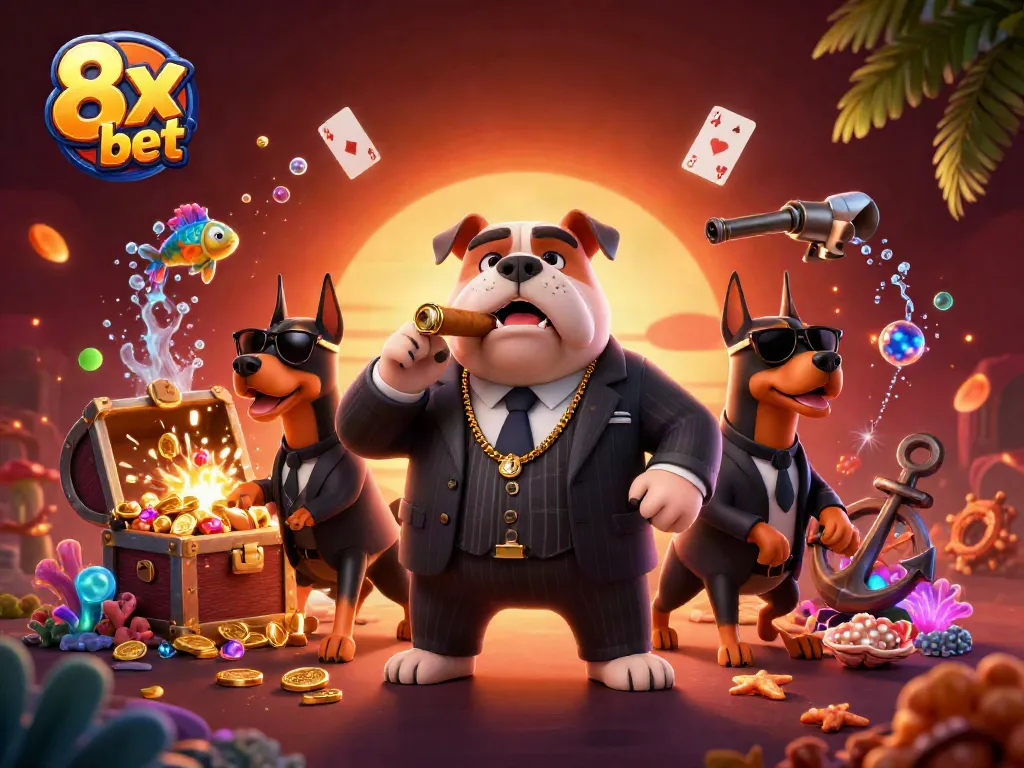 Immerse in the excitement of 8x bet with dynamic casino-themed illustration showcasing characters and game elements.